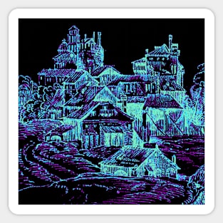 Ancient Town Blue Winter Sticker